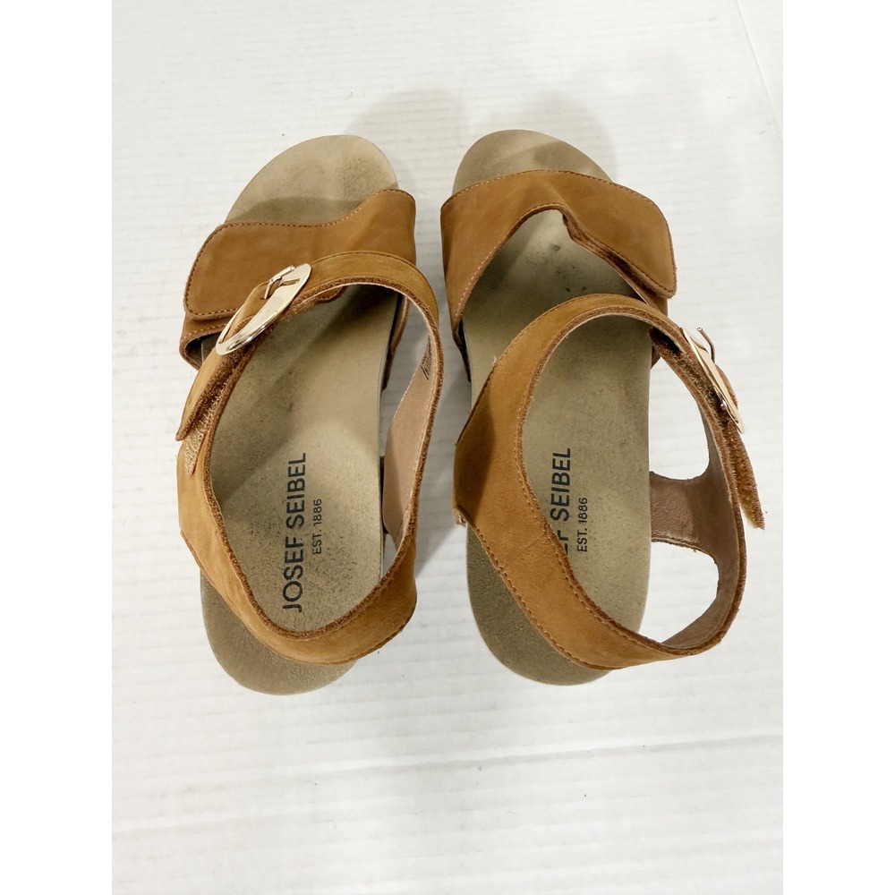 Josef Seibel Quinn 16 Cognac Tan Adjustable Comfort Wedge Sandal Size 38 EU 7 US - Picture 6 of 8